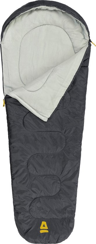 Abbey Camp 3-Season Sleeping Bag - Mummy Model - Grey - 220x80/50 cm - Draft-rimmed and Water-repellent