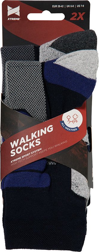Xtreme Wandelsokken Polykatoen Donkerblauw 2 Paar Maat 35-38