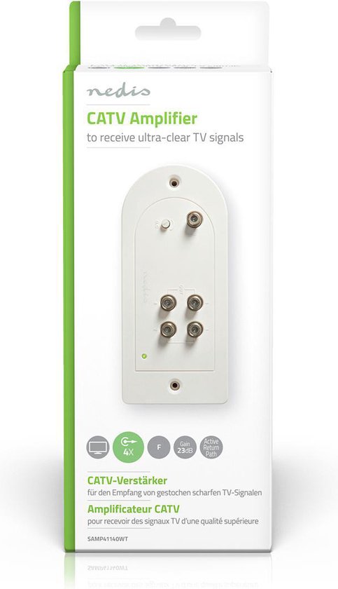 Nedis SAMP41140WT CATV-versterker – 23 dB, 4 uitgangen – foto 3 van 4