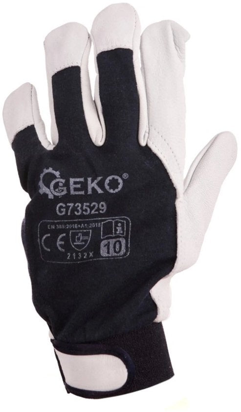GEKO Leren werkhandschoenen – klittenbandsluiting, maat 10 – foto 1 van 4