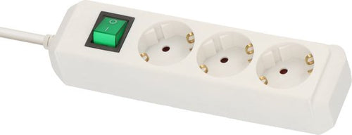 Brennenstuhl Eco-Line 3-way power strip (Power strip with enhanced contact protection, Switch, 1.5m Cable) white