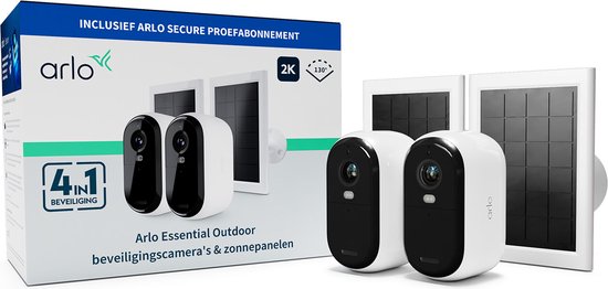 Arlo Essential 2K Beveiligingscamera set van 2 – draadloos, met zonnepaneel – foto 1 van 4