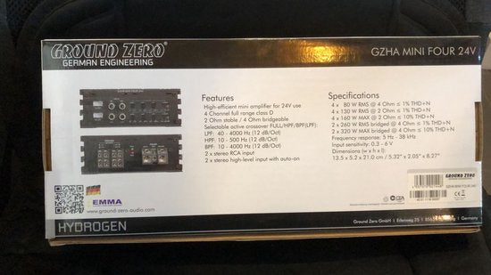 Ground Zero GZHA MINI FOUR 24V Autoversterker – 4-kanaals, 640 W – foto 4 van 4