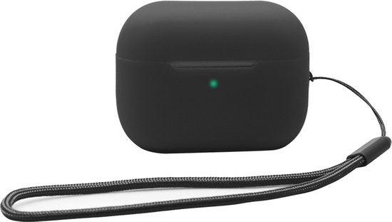 Mobigear Hoesje geschikt voor Apple AirPods Pro 2 Hoesje Flexibel Siliconen | Mobigear Lanyard - Zwart