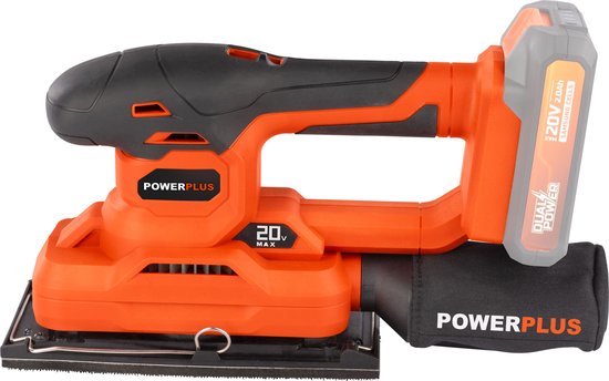 Dual Power Accu vlakschuurmachine POWDP50300 – 20 V, 90 × 187 mm schuurzool – foto 2 van 4