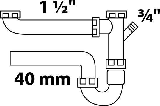 Kirchhoff Buissifon voor dubbele spoelbak – 1 1/2" × 40 mm, wit – foto 2 van 2
