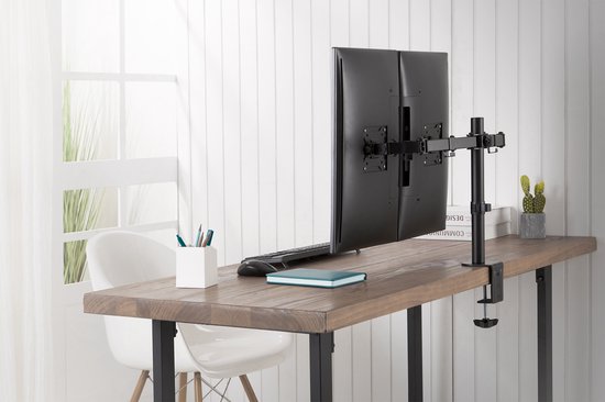 DIGITUS Dubbele monitorarm – voor 2 schermen tot 32 inch, 8 kg per scherm – foto 4 van 4