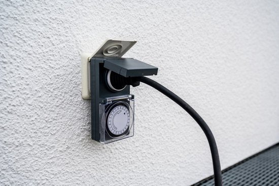 Brennenstuhl tijdschakelklok MZ 44, mechanisch stopcontact (dag-timer, IP44 beschermd, hogere contactbescharming & afdekking) Zwart