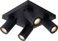 Lucide TAYLOR - Plafondspot (Plafondlamp) Badkamer - LED Dim to warm - GU10 - 4x5W 2200K/3000K - IP44 - Zwart