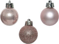 Decoris Mini Christmas baubles - 14x pcs - light pink - D3 cm - plastic - Christmas decoration