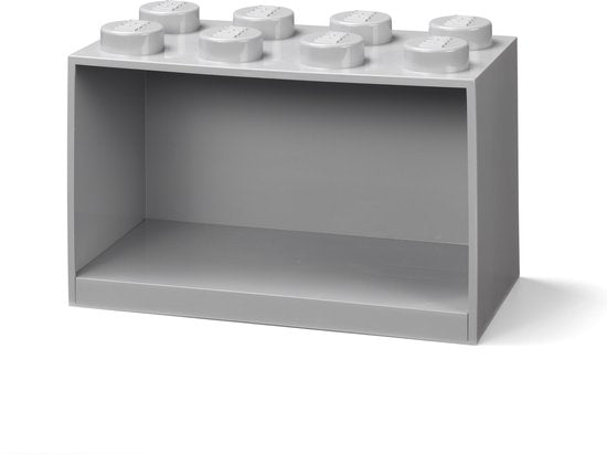 LEGO Iconic Brick Boekenplank 8 noppen – grijs, 31,8 × 21,1 × 15,9 cm – foto 2 van 4