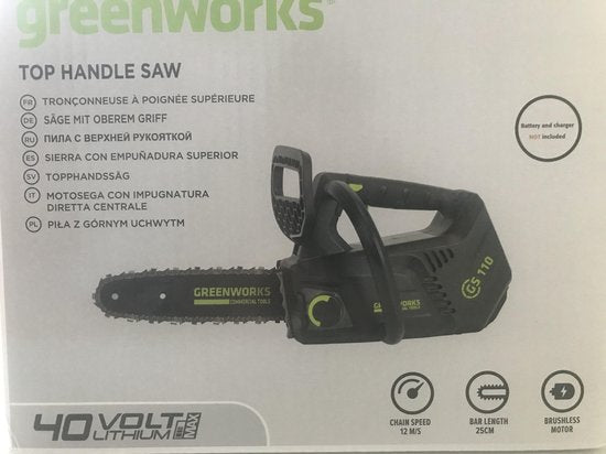 Greenworks GD40TCS Accu tophandle kettingzaag – 40 V, zonder accu – foto 3 van 4
