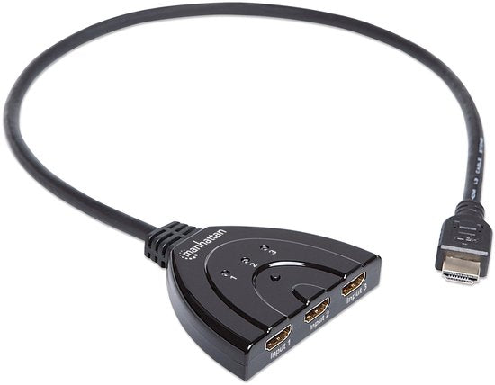 Manhattan HDMI-switch 3 poorten – 1920 × 1080 pixels, zwart – foto 1 van 4