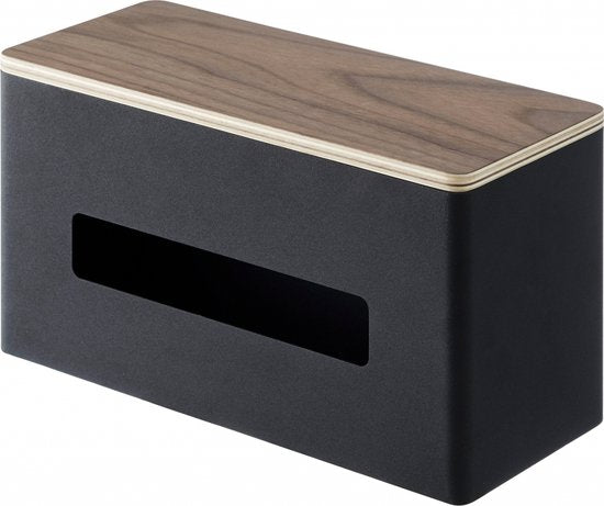 Yamazaki Rin tissuebox dubbelzijdig – 26 × 11 × 14 cm, staal en hout – foto 1 van 4