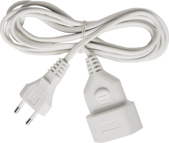 Brennenstuhl Kunststof Verlengkabel, Voor Binnen, 3 M Kabel, Met Euro-Stekker En Koppeling), Wit