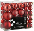 Mica Decorations Christmas Baubles Set - 46 Pieces - Ø4 cm, Ø6 cm and Ø8 cm - Unbreakable - Red – foto 3 van 3