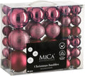 Mica Decorations Christmas Baubles Set - 46 Pieces - Ø4 cm, Ø6 cm and Ø8 cm - Unbreakable - Fuchsia