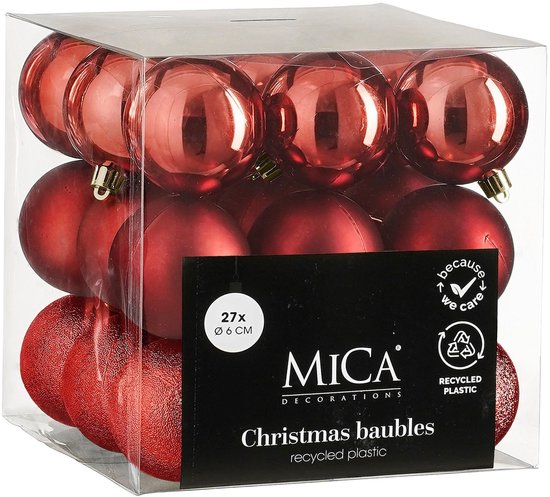 Mica Decorations Kerstballen (27 stuks) – Ø 6 cm, onbreekbaar – foto 2 van 2