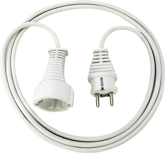 Brennenstuhl quality plastic extension cable with grounded plug and connector (indoor extension cord with 2m cable) white