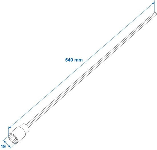 ProPlus Extension Adapter - 540mm/19mm - For Corner Bracket - Cordless Drill Leg Wrench - Caravan - Steel