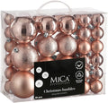 Mica Decorations Christmas Baubles Set - 46 Pieces - Ø4 cm, Ø6 cm and Ø8 cm - Unbreakable - Pink