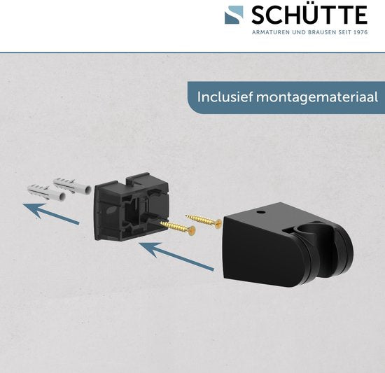 SCHÜTTE Shower Holder - Hand Shower Holder - Wall Mounting - Matte Black