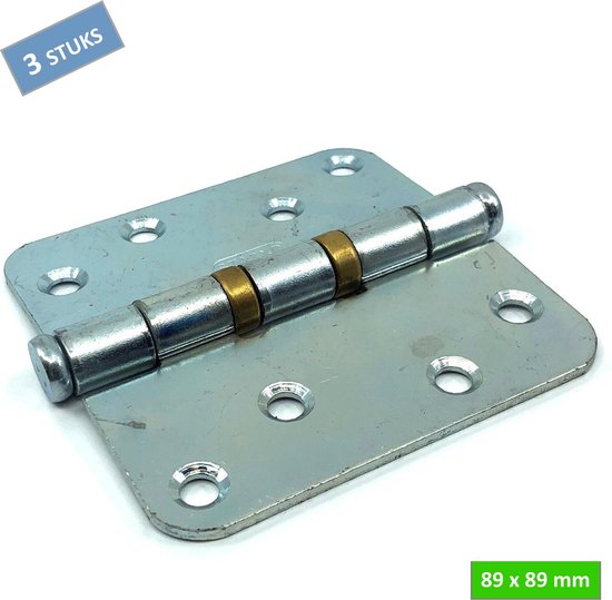 STARX Kogellagerscharnier 89 x 89 mm - Ronde hoek - Verzinkt - 3 stuks