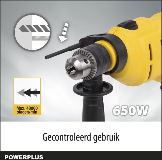 Powerplus POWX0260 Klopboormachine – 650 W, 13 mm in staal en beton – foto 2 van 4