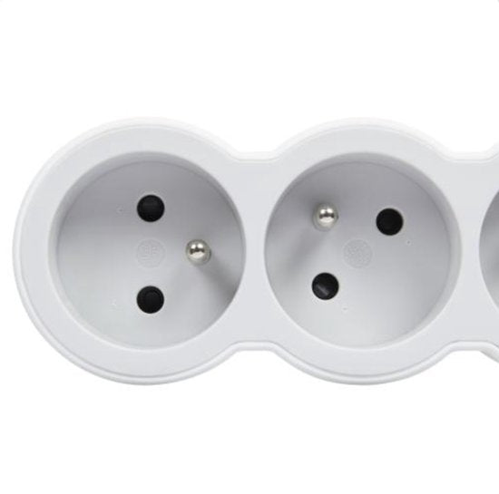 Legrand Premium Socket - Power Strip - Splitter 3X2P - Earthed Pin Belgium - Extension Cord 1.5 Meters - White & Grey