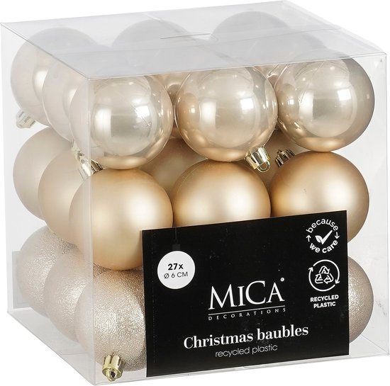 Mica Decorations Kerstballenset 27 stuks – Ø 6 cm, onbreekbaar – foto 2 van 2