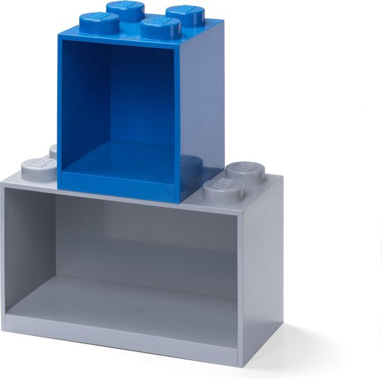 LEGO Iconic Brick Boekenplank - 8 Noppen - Grijs