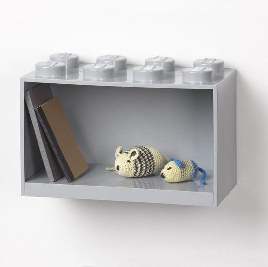 LEGO Iconic Brick Boekenplank 8 noppen – grijs, 31,8 × 21,1 × 15,9 cm – foto 4 van 4
