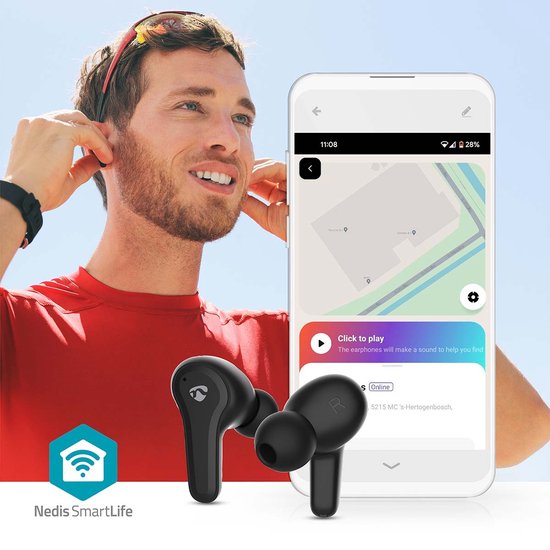 Nedis Draadloze Oordopjes â€“ Bluetooth â€“ 36 u â€“ Touch Control â€“ Oplaadcase â€“ Zwart