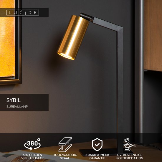 Lucide SYBIL - Desk Lamp - 1xGU10 - Black