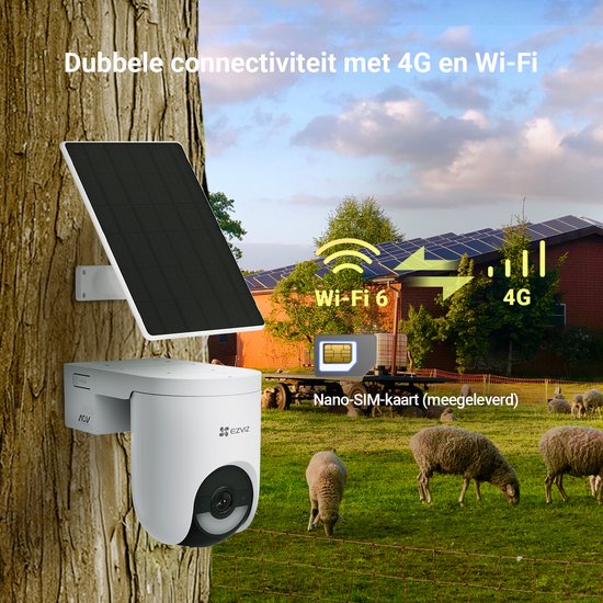 EZVIZ HB8 Lite beveiligingscamera 4G & Wifi 6 kit – 2K+ PTZ, IP65 – foto 3 van 4