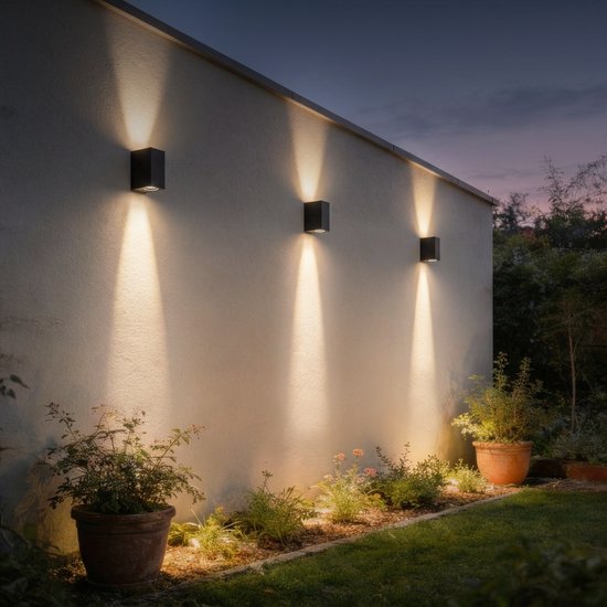 Calex Bergamo wandlamp up & downlight – 2× GU10, IP54 – foto 3 van 4