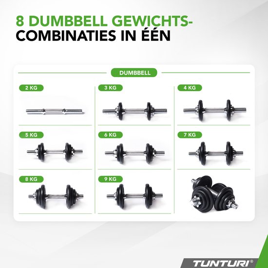 Tunturi Halterset – 20 kg, gietijzer