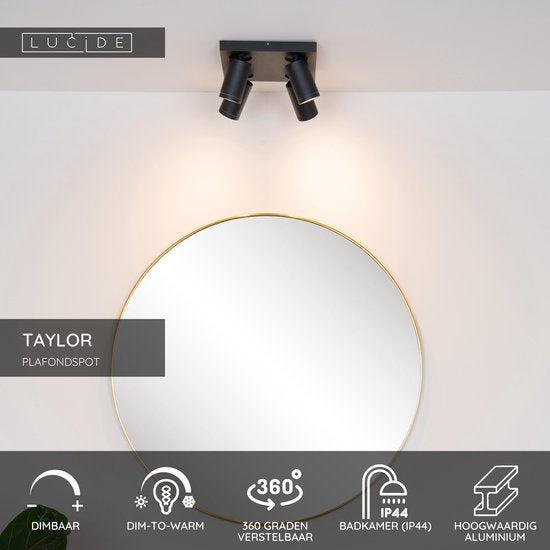 Lucide Taylor Plafondspot – 4× GU10 LED dim-to-warm, IP44 – foto 2 van 4