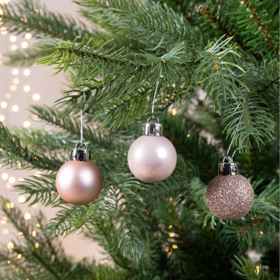 Decoris Mini kerstballen (14 stuks) – Ø 3 cm, lichtroze – foto 2 van 3