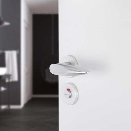 Impresso Sutton Deurkruk met rozet en toiletsluiting – rond, aluminium – foto 4 van 4