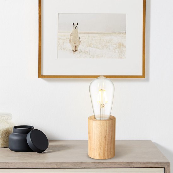 Home Sweet Home Eliaz Tafellamp hout – 1× E27, Ø 7 cm – foto 3 van 4