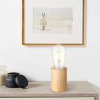 Home Sweet Home Eliaz Tafellamp hout – 1× E27, Ø 7 cm – foto 3 van 4