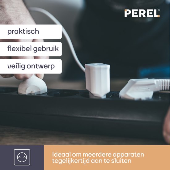 Perel Stekkerdoos 4 stopcontacten met randaarde – 1,5 m snoer, 3G1,5 – foto 3 van 4