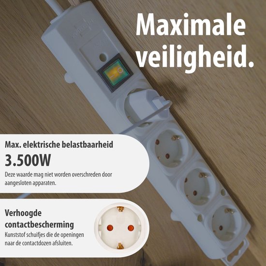 Brennenstuhl Comfort-Line Plus stekkerdoos 4-voudig – 2 m kabel, schakelaar – foto 3 van 4