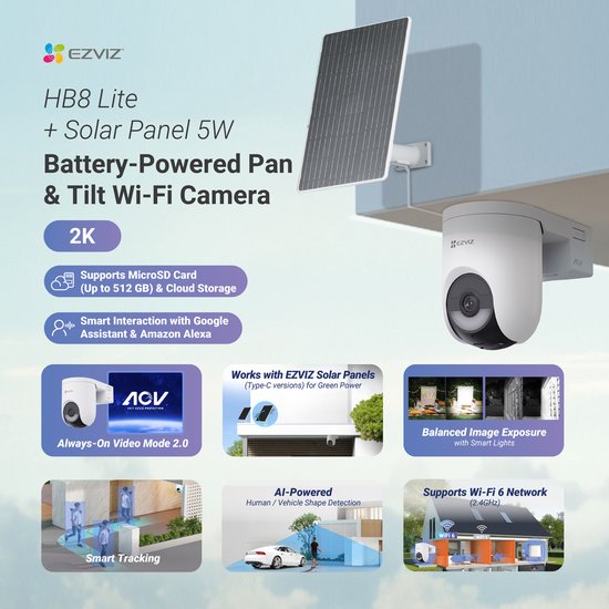 EZVIZ HB8 Lite 2K+ Kit met zonnepaneel – 2K, IP66 – foto 2 van 4