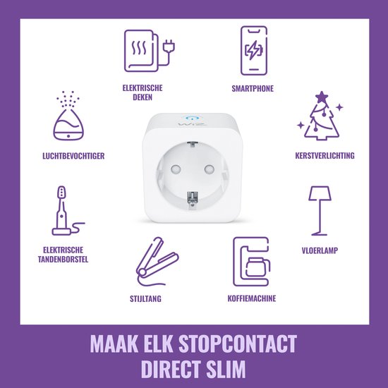 WiZ Slimme stekker type F – Wi-Fi, Matter gecertificeerd – foto 3 van 4
