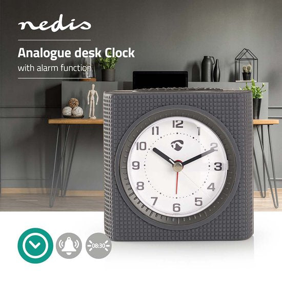 Nedis Analoge bureauwekker – snoozefunctie, achtergrondverlichting – foto 3 van 4