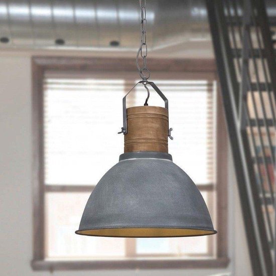 HANG 60W MET/HOUT FRIEDA GRIJS