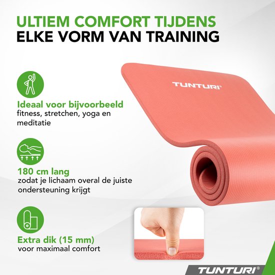 Tunturi NBR Yogamat – 180 × 60 cm, dikte 15 mm – foto 4 van 4