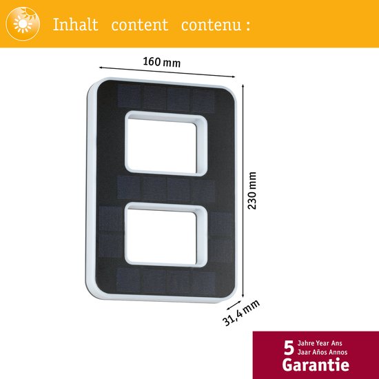 Solar LED-huisnummerverlichting incl. verwisselbare accu Nummer 8 IP44 3000K 6lm Zwart